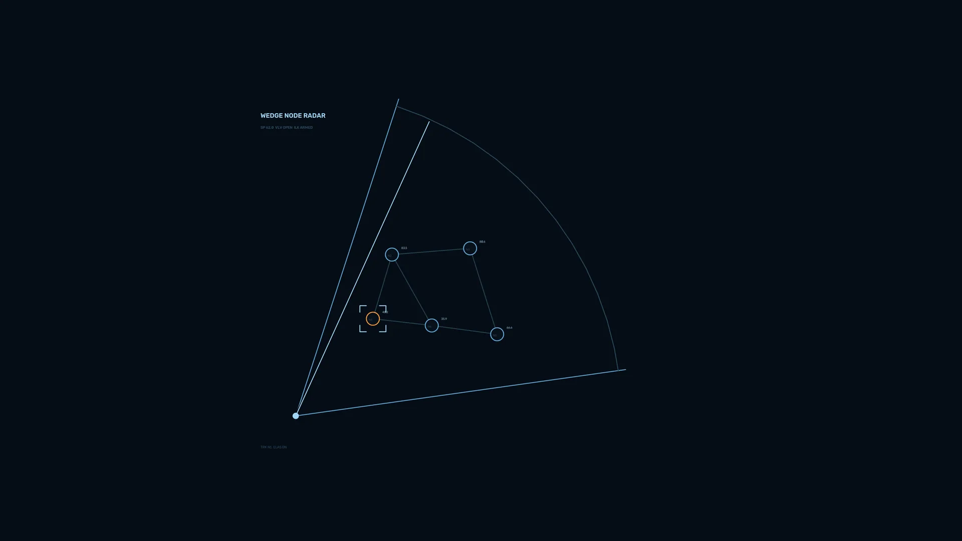 Blue radar geometry on a deep navy field — radar diagram wallpaper at 3840x2160