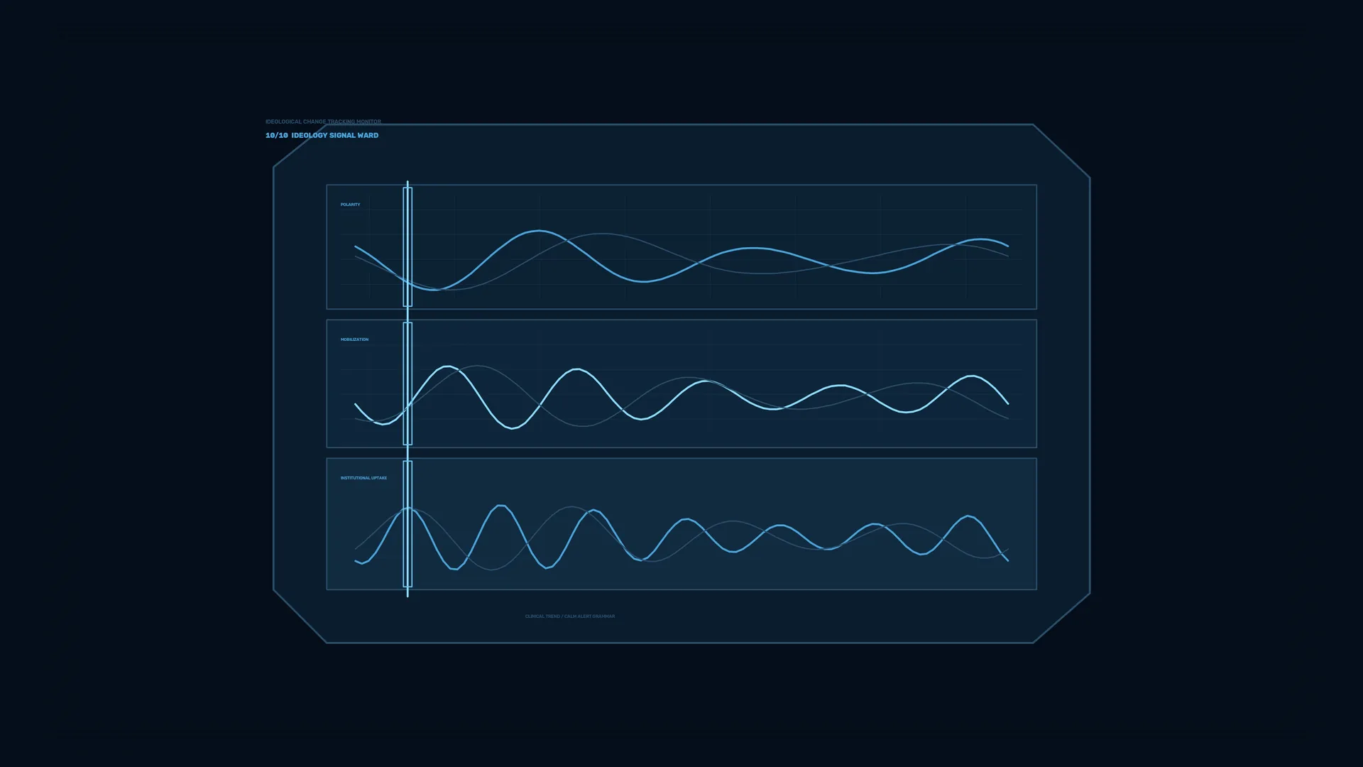 Blue waveform panels in a dark technical field — waveform wallpaper at 3840x2160