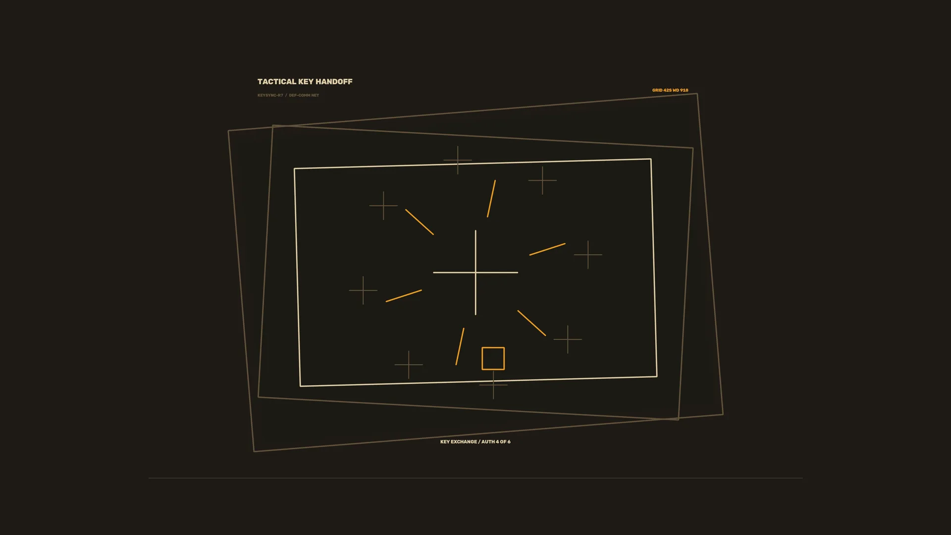 Amber Tactical Geometry on a Dark Field — tactical diagram wallpaper at 3840x2160