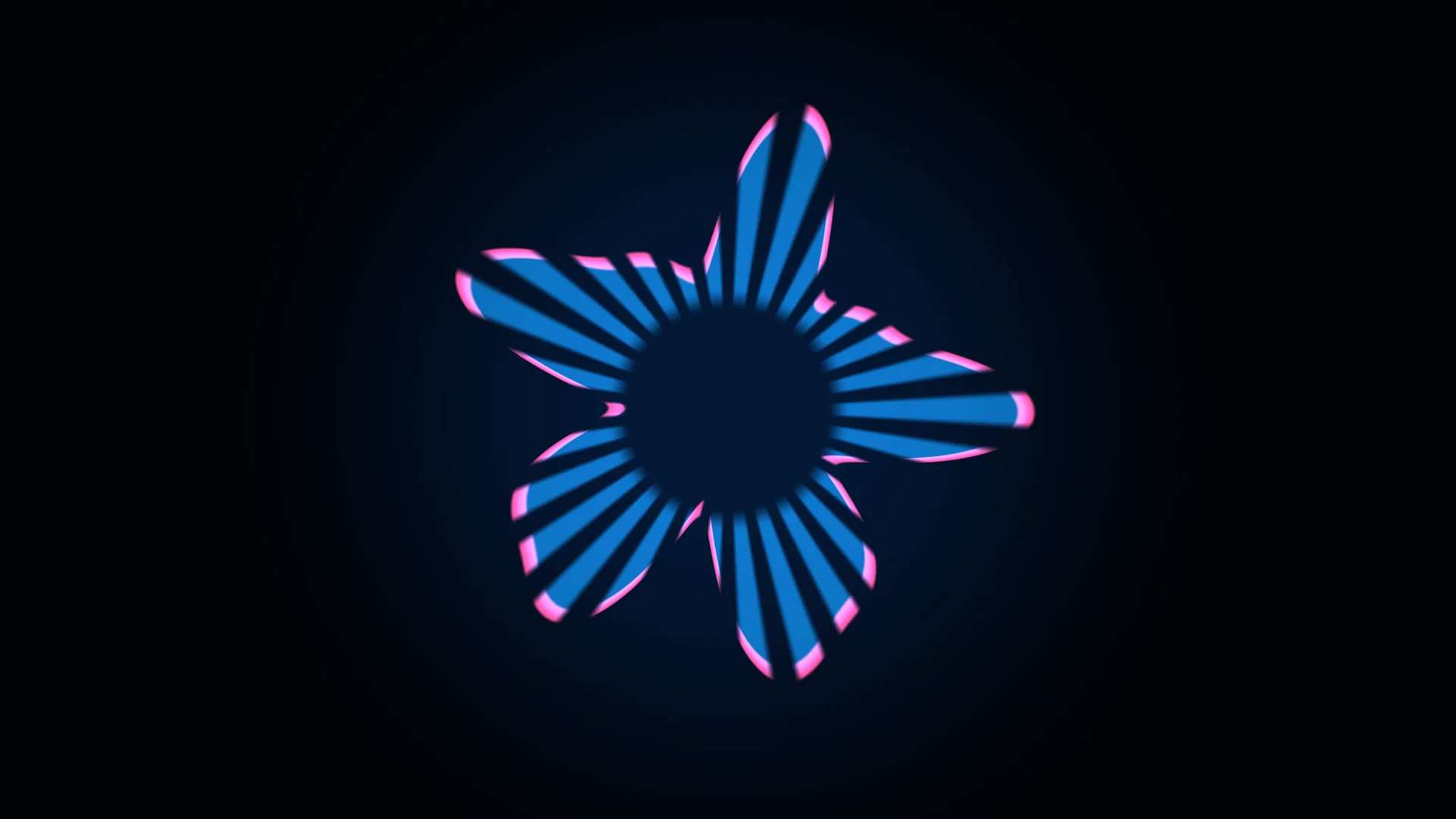 Blue and Pink Radial Flower on Deep Navy — radial flower wallpaper at 3840x2160