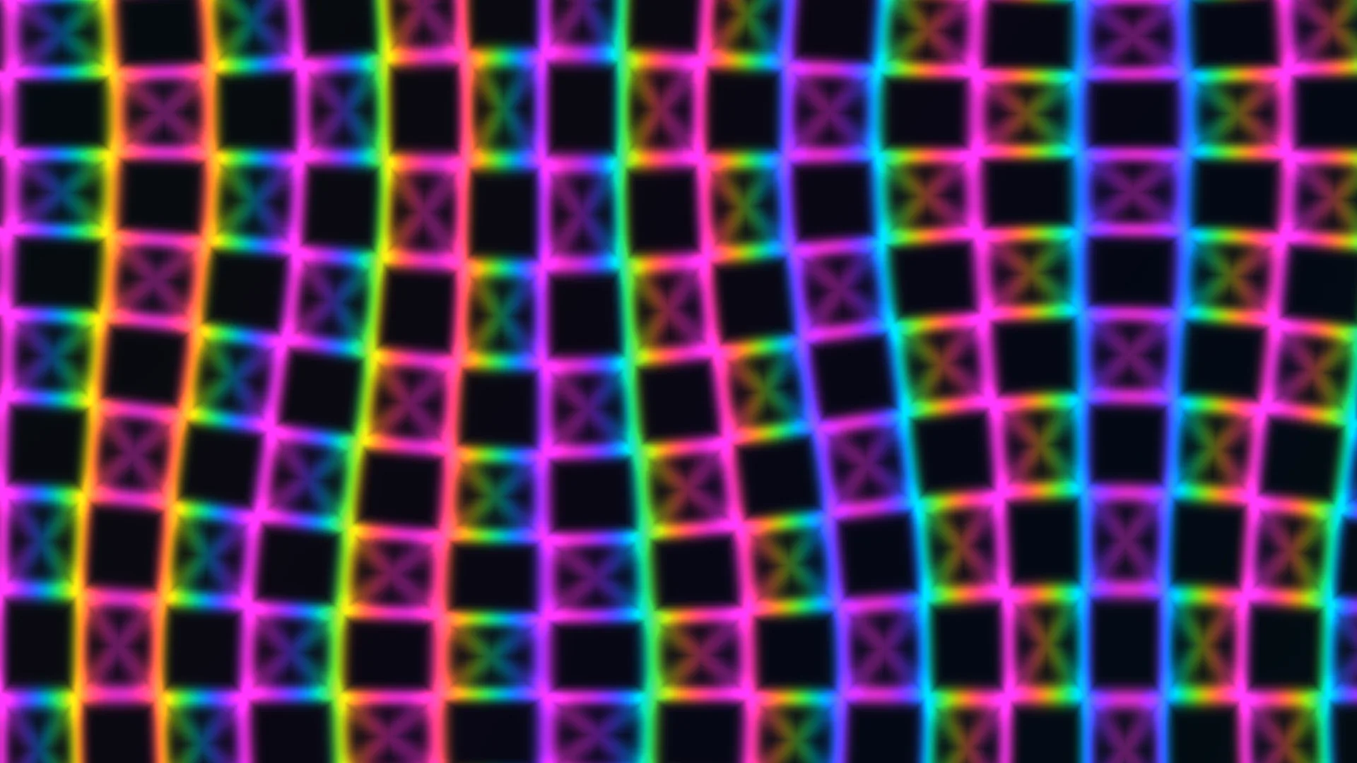 Neon lattice of tilted squares in dark space — neon lattice wallpaper at 3840x2160