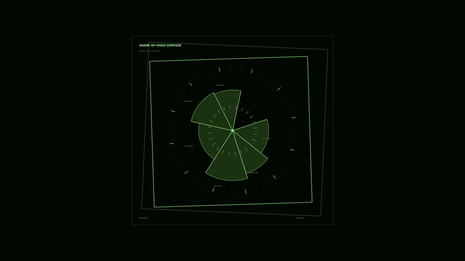 Green radial compass on a dark field — radial compass wallpaper at 3840x2160