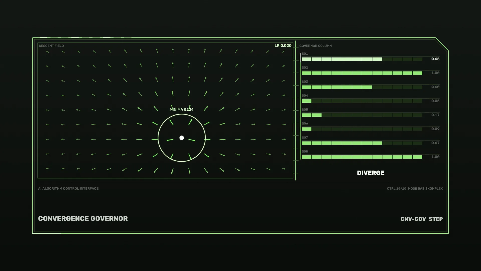 Green Vector Field Interface on Black — vector field wallpaper at 3840x2160
