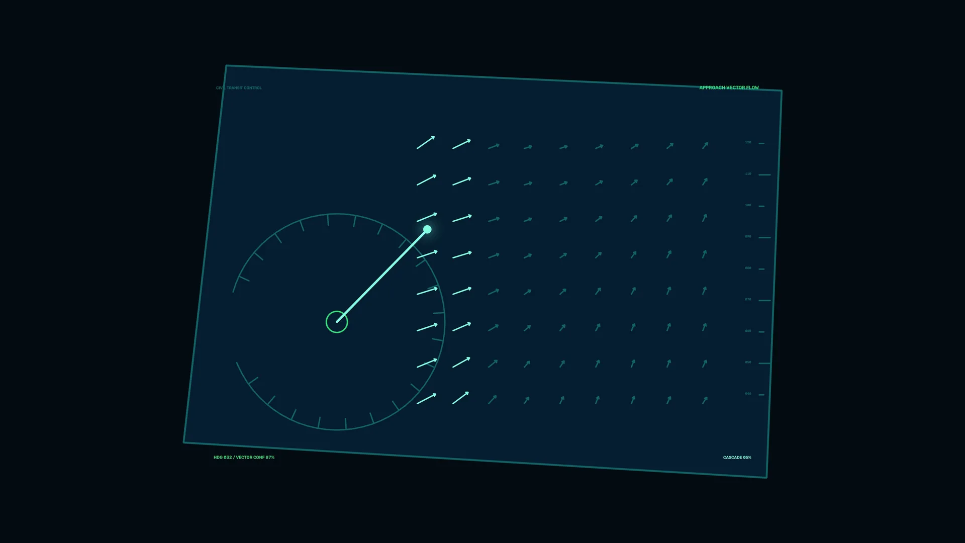 Teal Vector Field on a Dark Navigation Grid — vector field wallpaper at 3840x2160