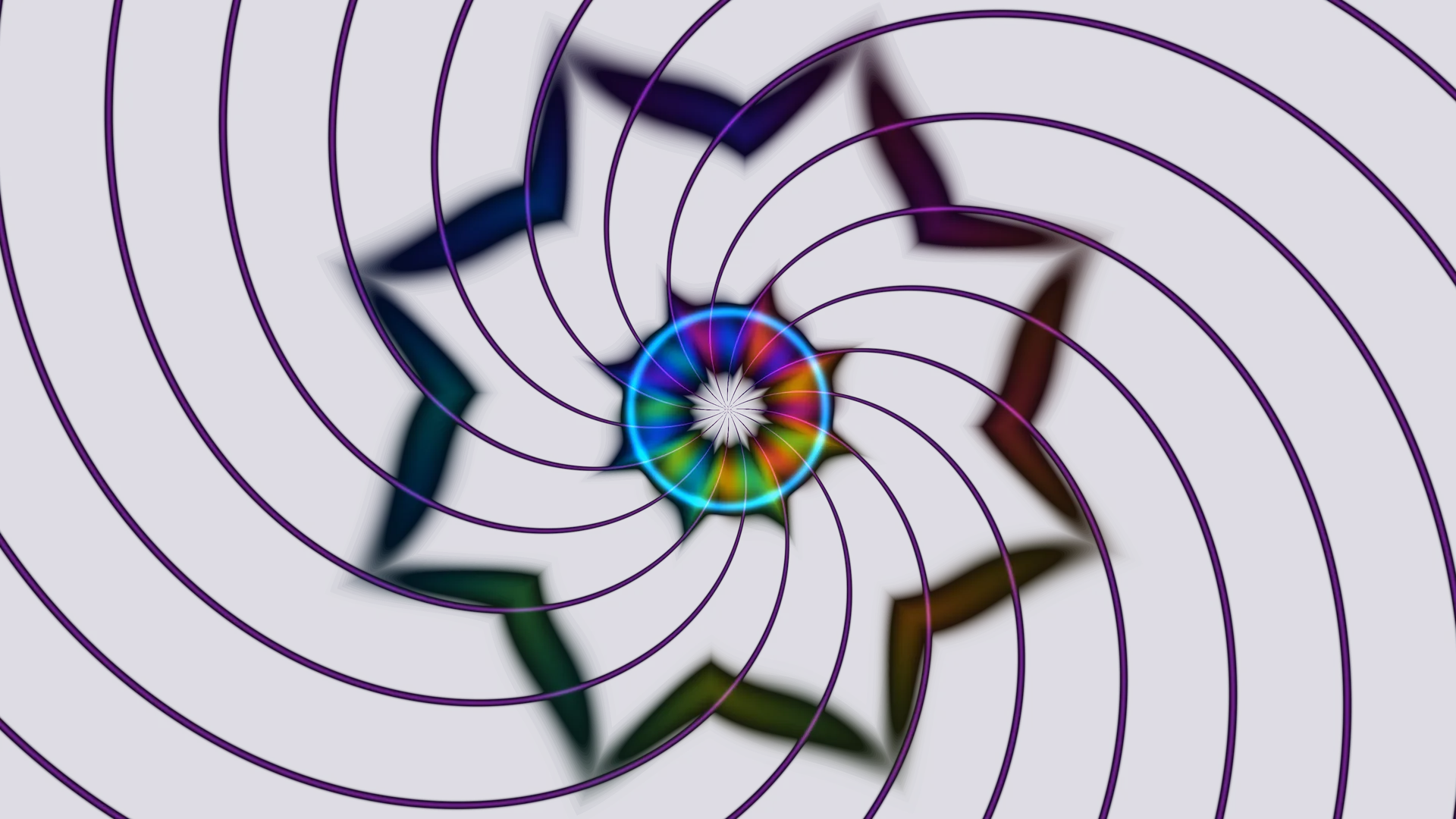 Prismatic vortex with concentric violet rings — abstract wallpaper at 3840x2160