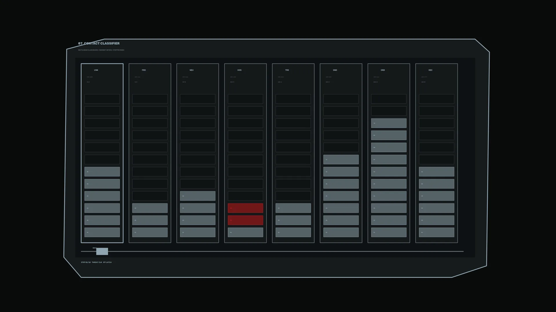 Dark contact classifier with geometric data columns — contact classifier wallpaper at 3840x2160