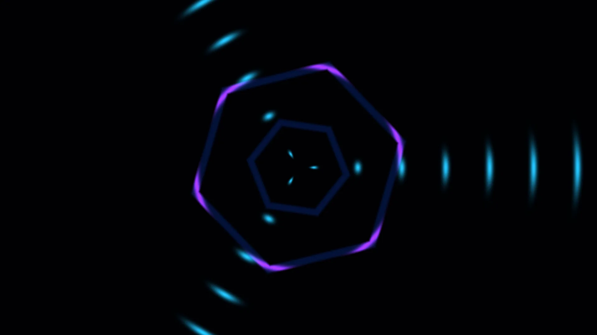 Neon hexagonal rings in a field of black — hexagon wallpaper at 3840x2160