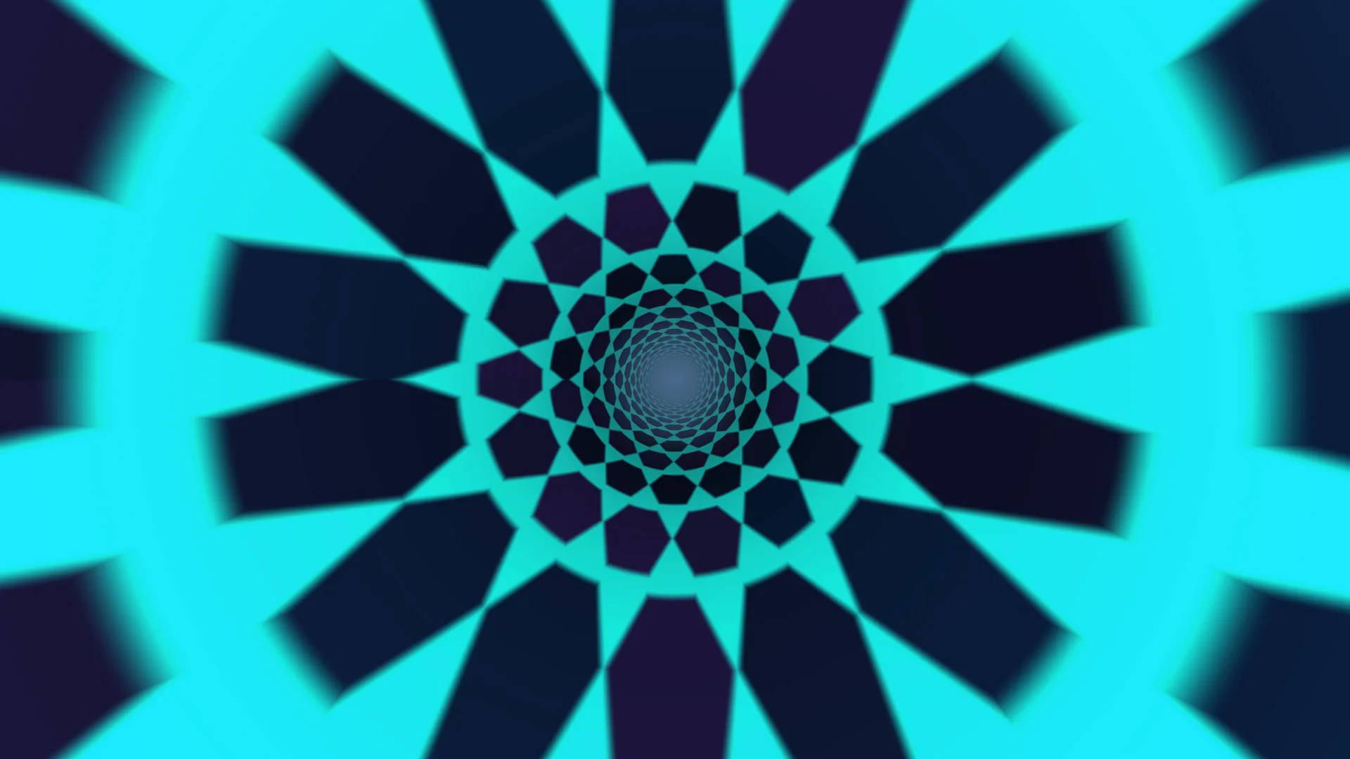 Turquoise radial geometric tunnel with dark facets — geometric tunnel wallpaper at 3840x2160