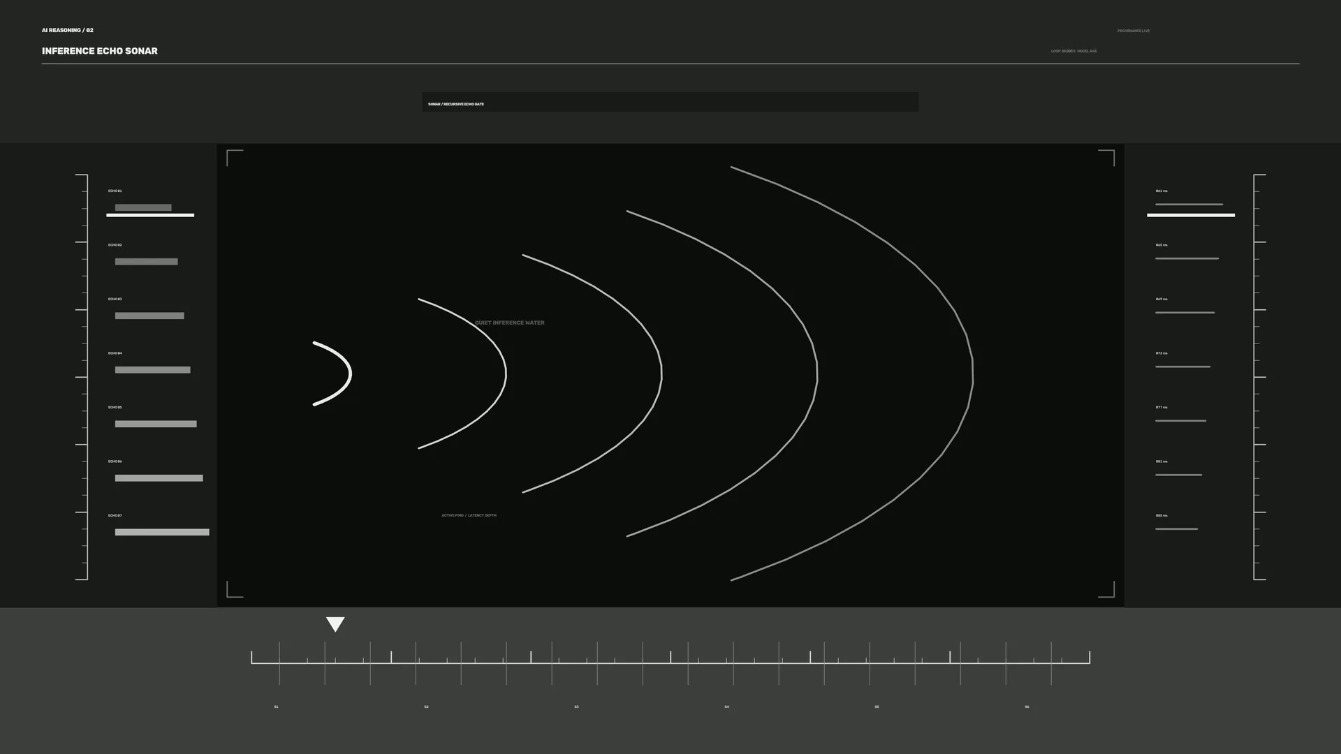 Concentric sonar arcs on a dark interface — sonar wallpaper at 3840x2160