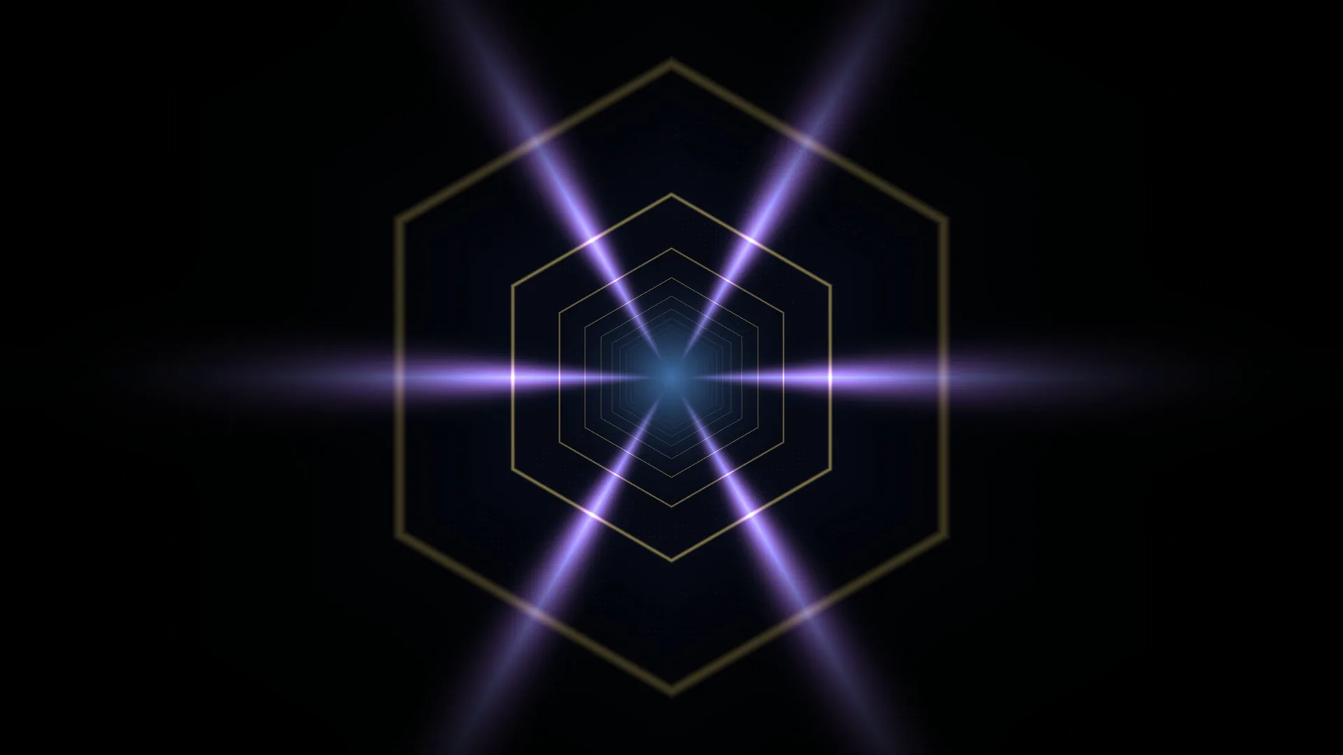 Violet Light Through Concentric Golden Hexagons — hexagon wallpaper at 3840x2160