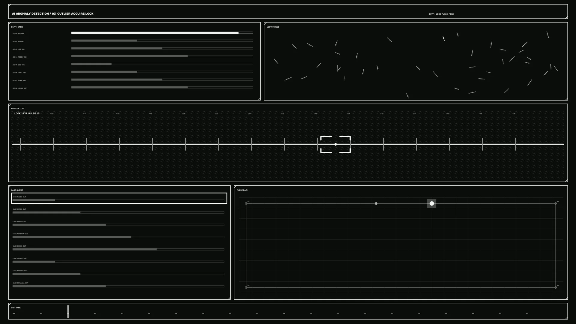 Monochrome anomaly detection interface with pulse line — monochrome wallpaper at 3840x2160