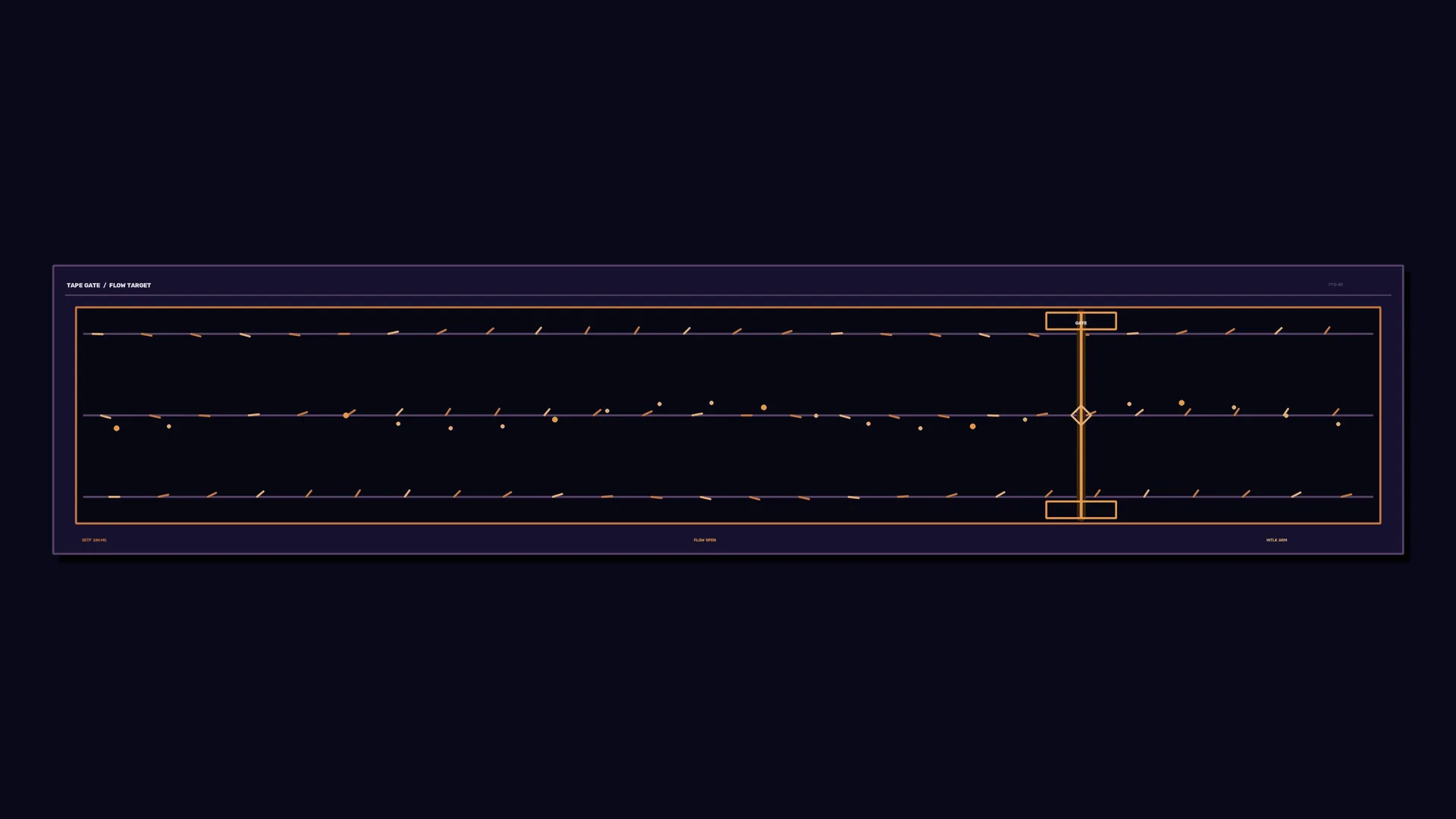 Tape gate diagram in copper and violet — technical diagram wallpaper at 3840x2160