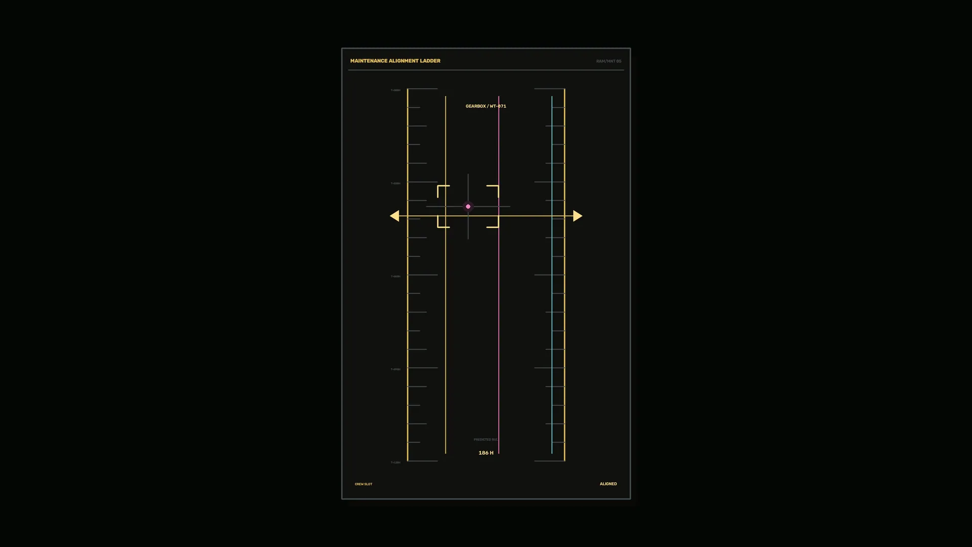 Maintenance alignment ladder with luminous guides — technical diagram wallpaper at 3840x2160