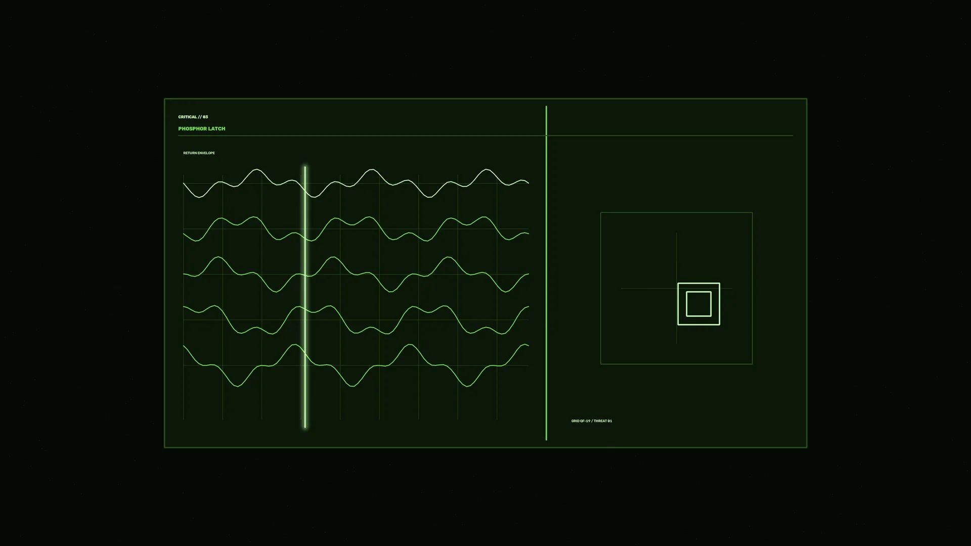Phosphor waveform grid in deep green space — waveform wallpaper at 3840x2160