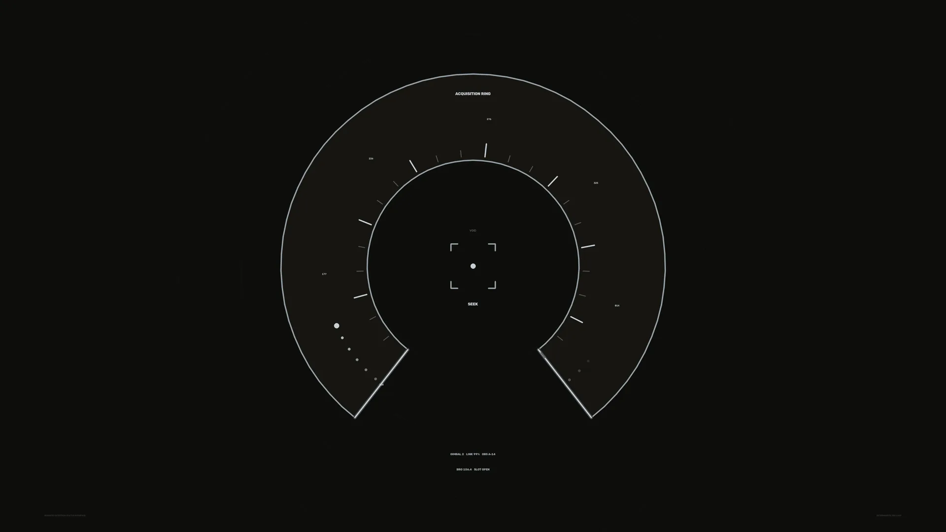 Minimal circular spacecraft acquisition interface — orbital interface wallpaper at 3840x2160