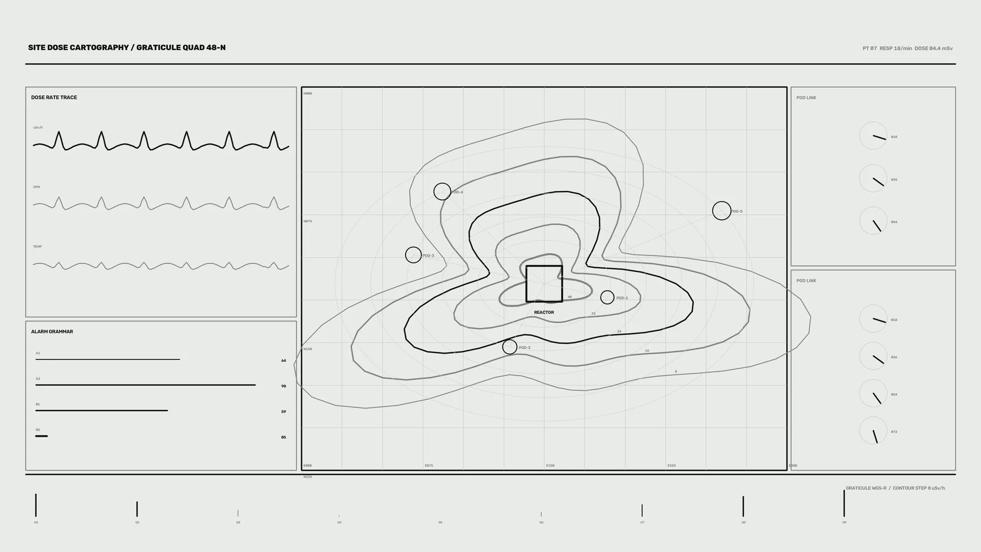 Monochrome Radiation Contour Control Diagram — radiation map wallpaper at 3840x2160