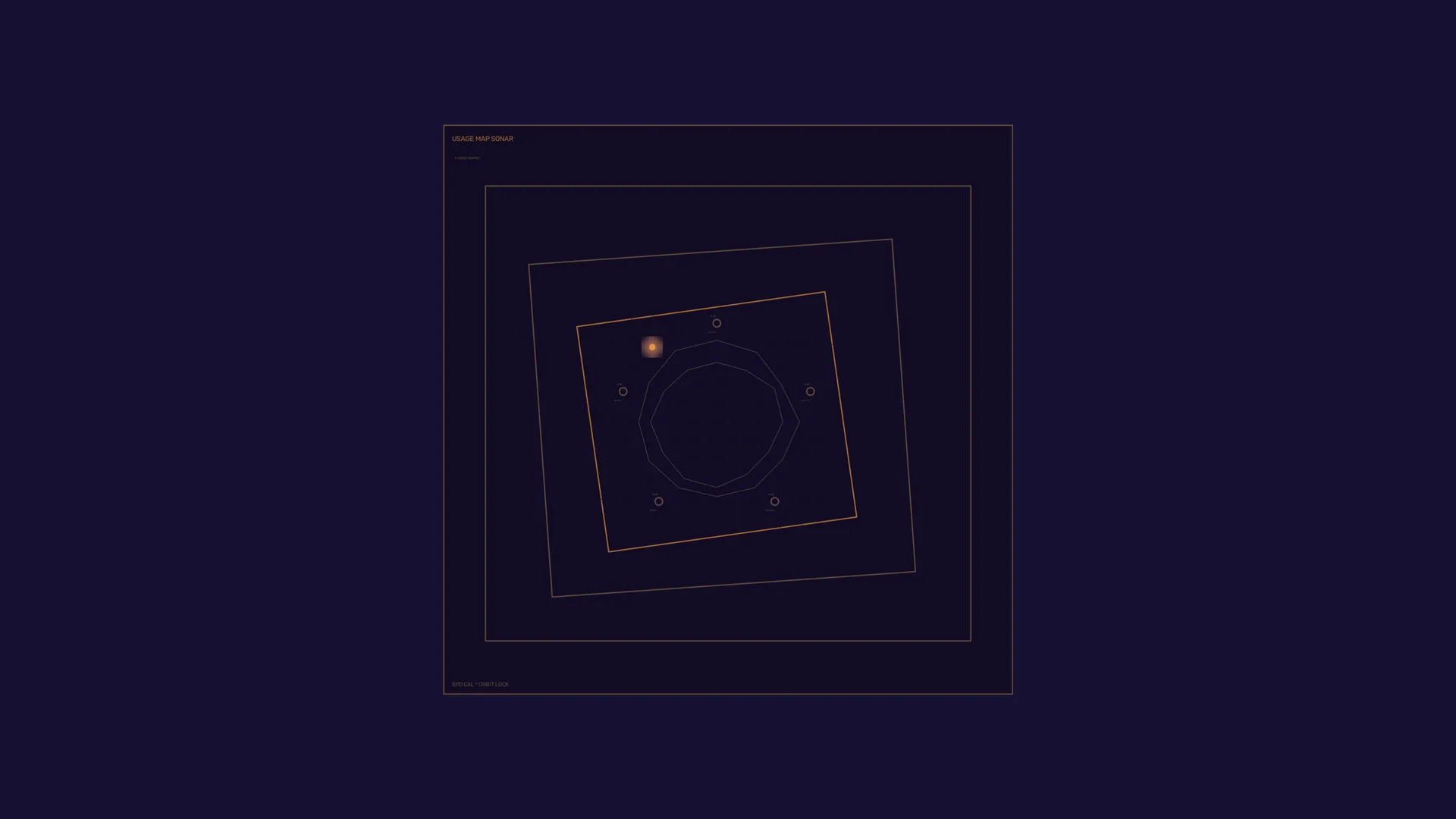 Orbit geometry in violet and amber light — orbit diagram wallpaper at 3840x2160