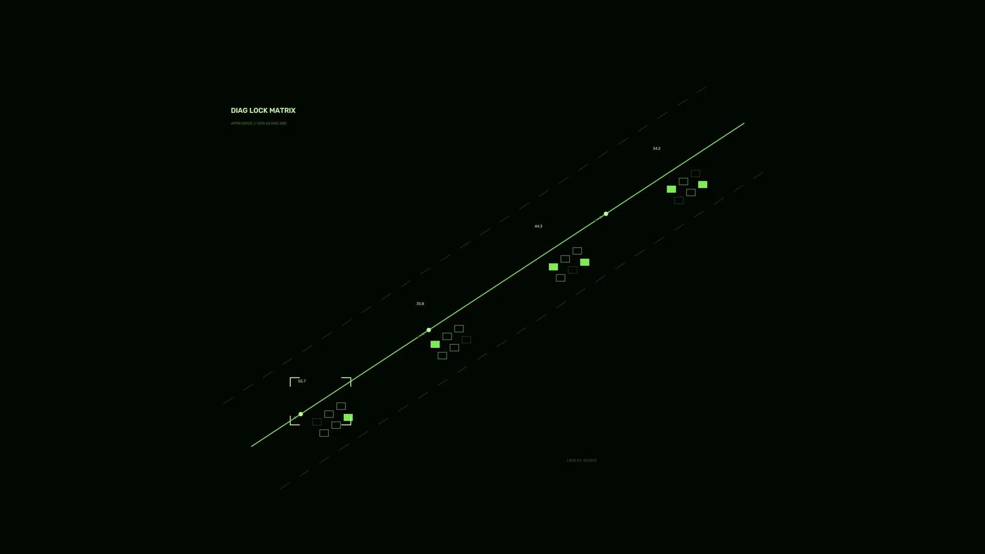 Neon Green Diagonal Lock Matrix on Black — diagonal line wallpaper at 3840x2160