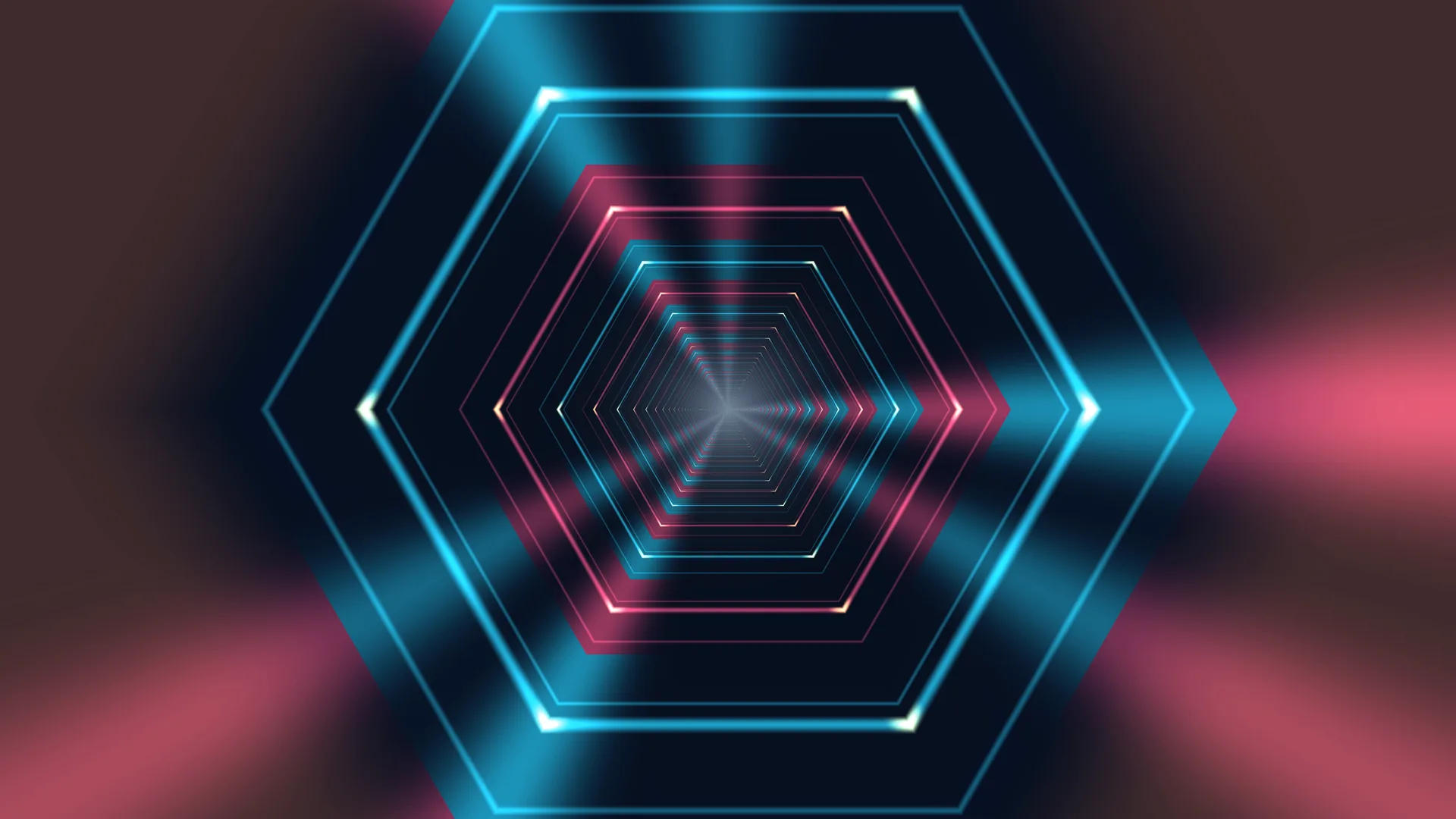 Neon hexagonal tunnel in cyan and magenta light — hexagonal tunnel wallpaper at 3840x2160