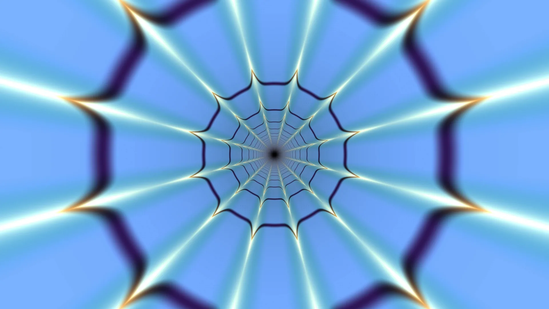 Blue radial web with luminous geometric lines — radial web wallpaper at 3840x2160