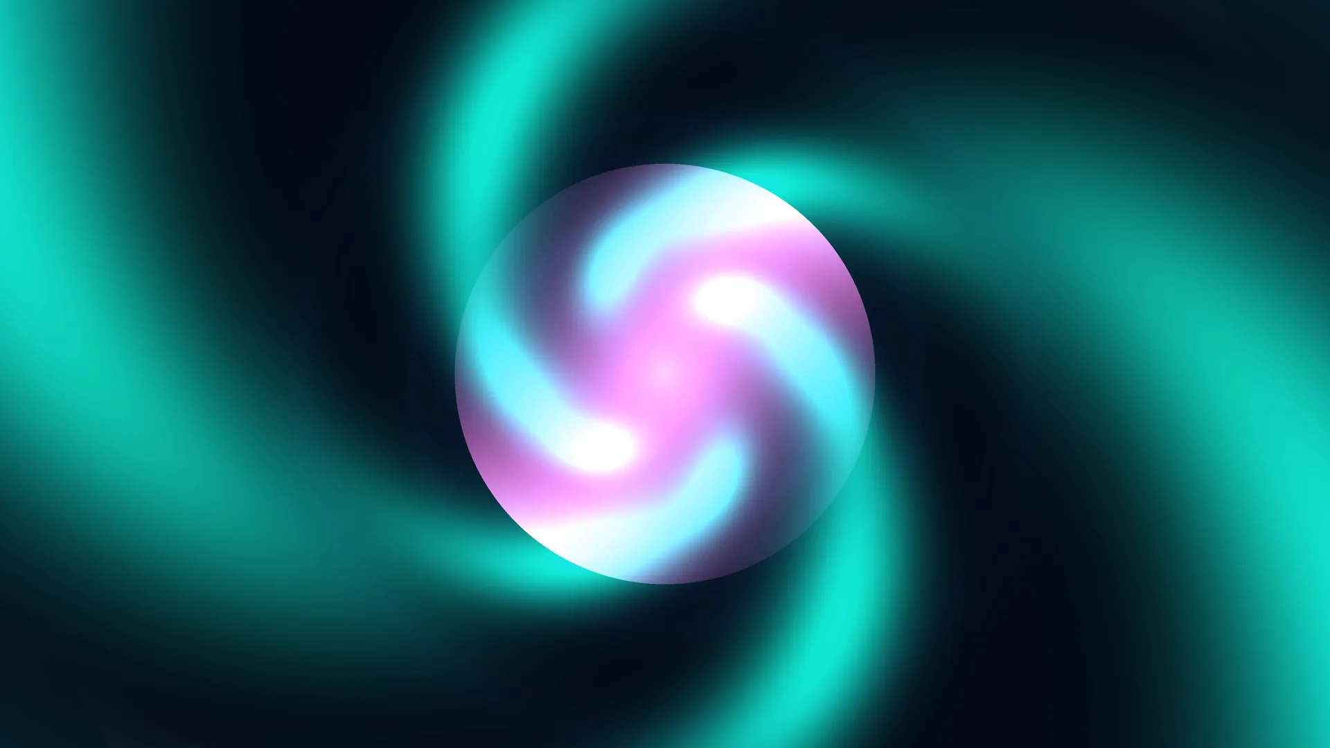 Luminous orb in a turquoise spiral field — glowing orb wallpaper at 3840x2160