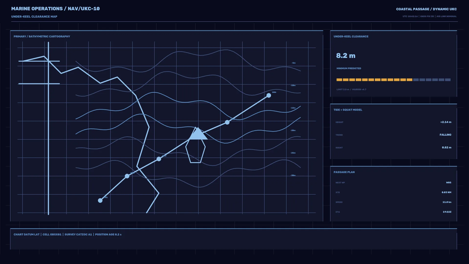 Nautical bathymetric chart in blue gridwork — nautical chart wallpaper at 3840x2160