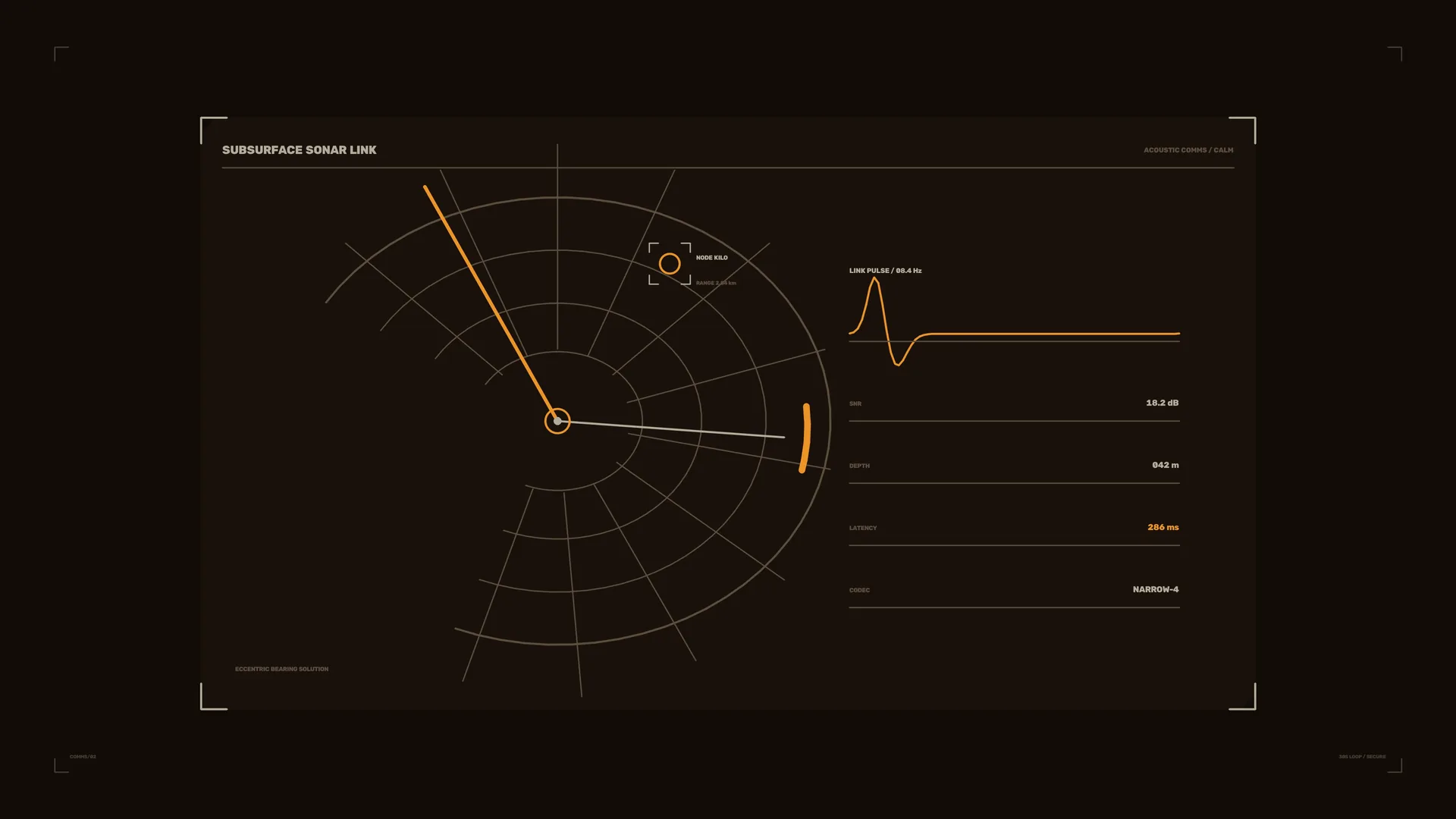 Amber sonar radar interface on a dark field — sonar wallpaper at 3840x2160