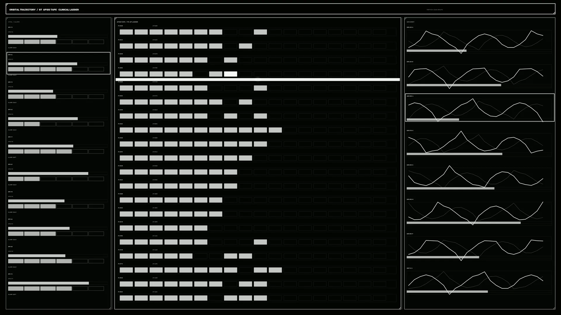 Monochrome Orbital Trajectory Data Grid — technical grid wallpaper at 3840x2160