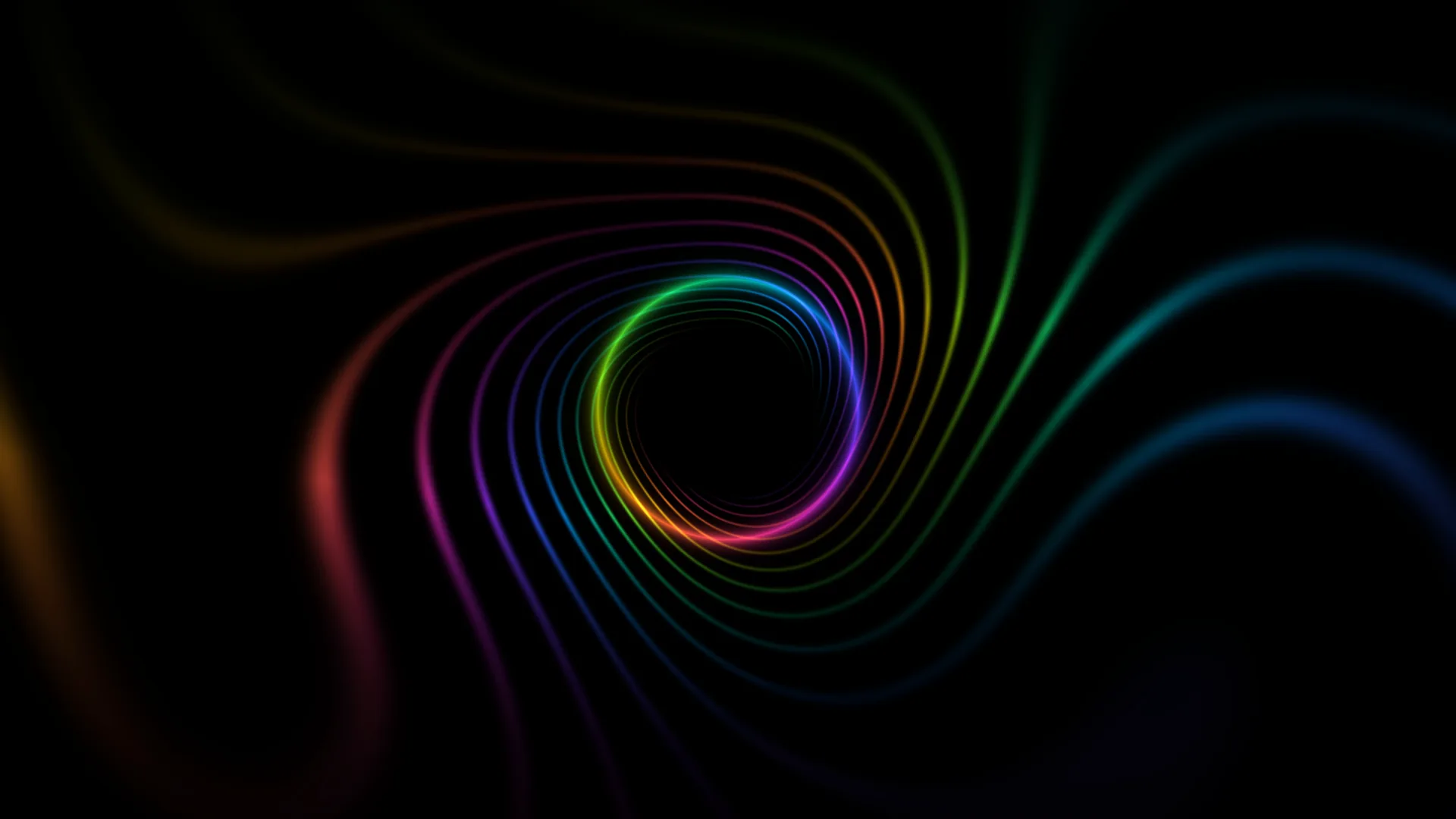 Chromatic rings unfolding through black space — abstract wallpaper at 3840x2160