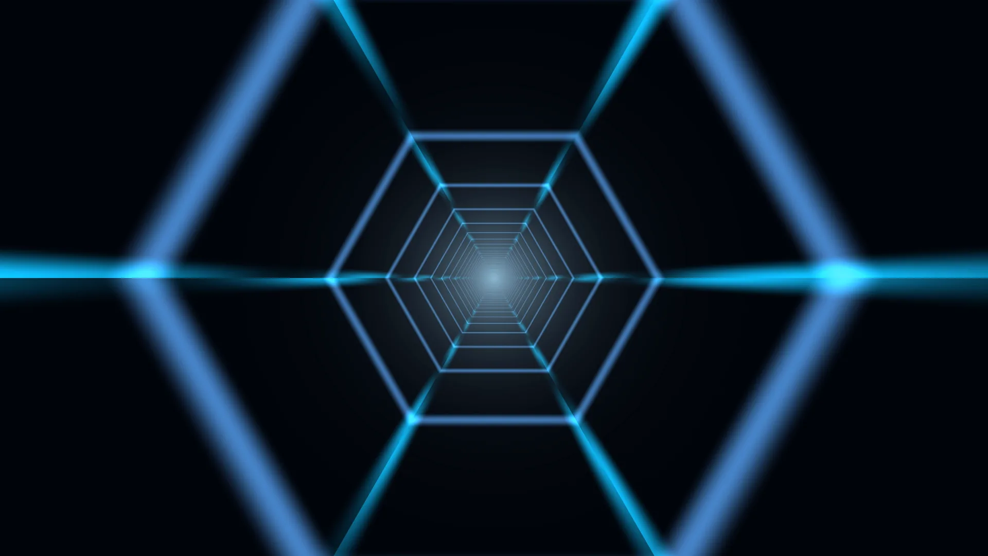 Blue hexagonal tunnel through black space — hexagonal tunnel wallpaper at 3840x2160