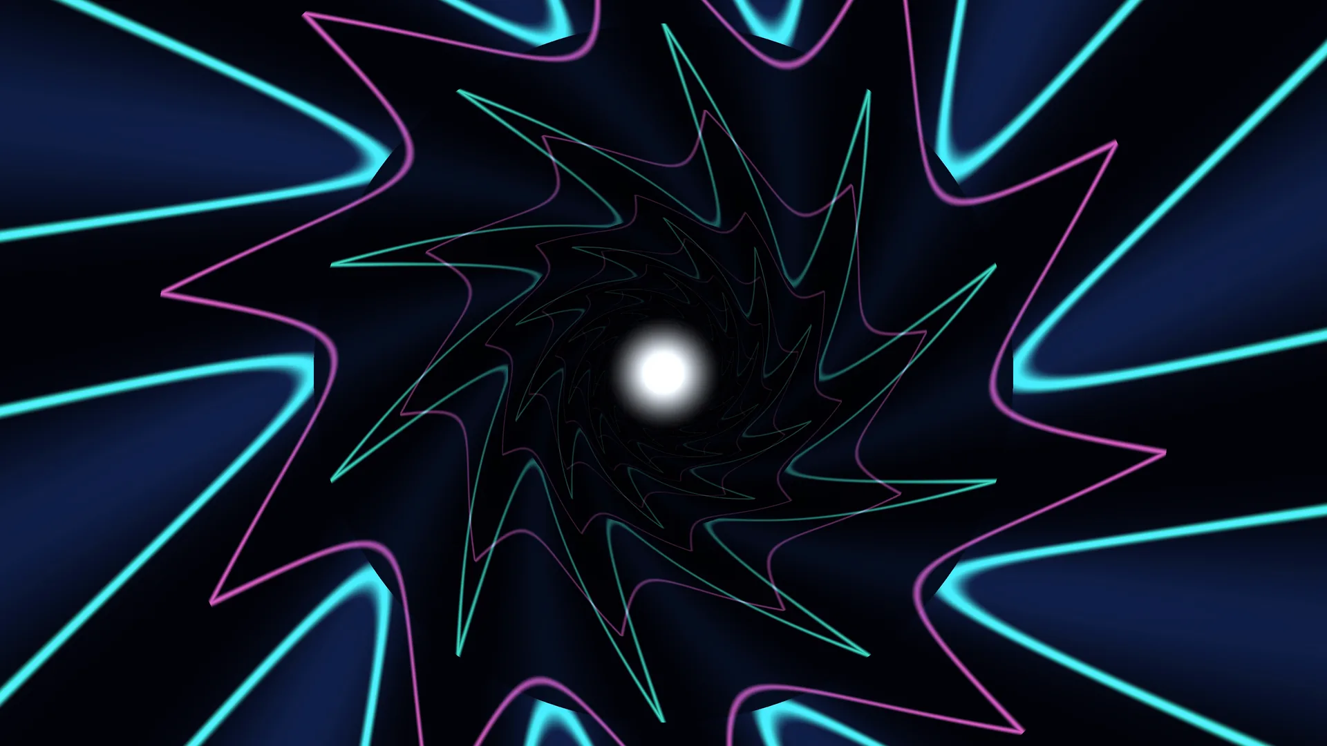 Neon spiral geometry around a central light — neon spiral wallpaper at 3840x2160
