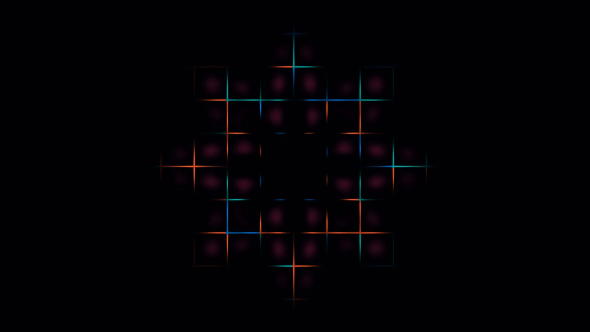 Chromatic grid of light on a black field — geometric grid wallpaper at 3840x2160
