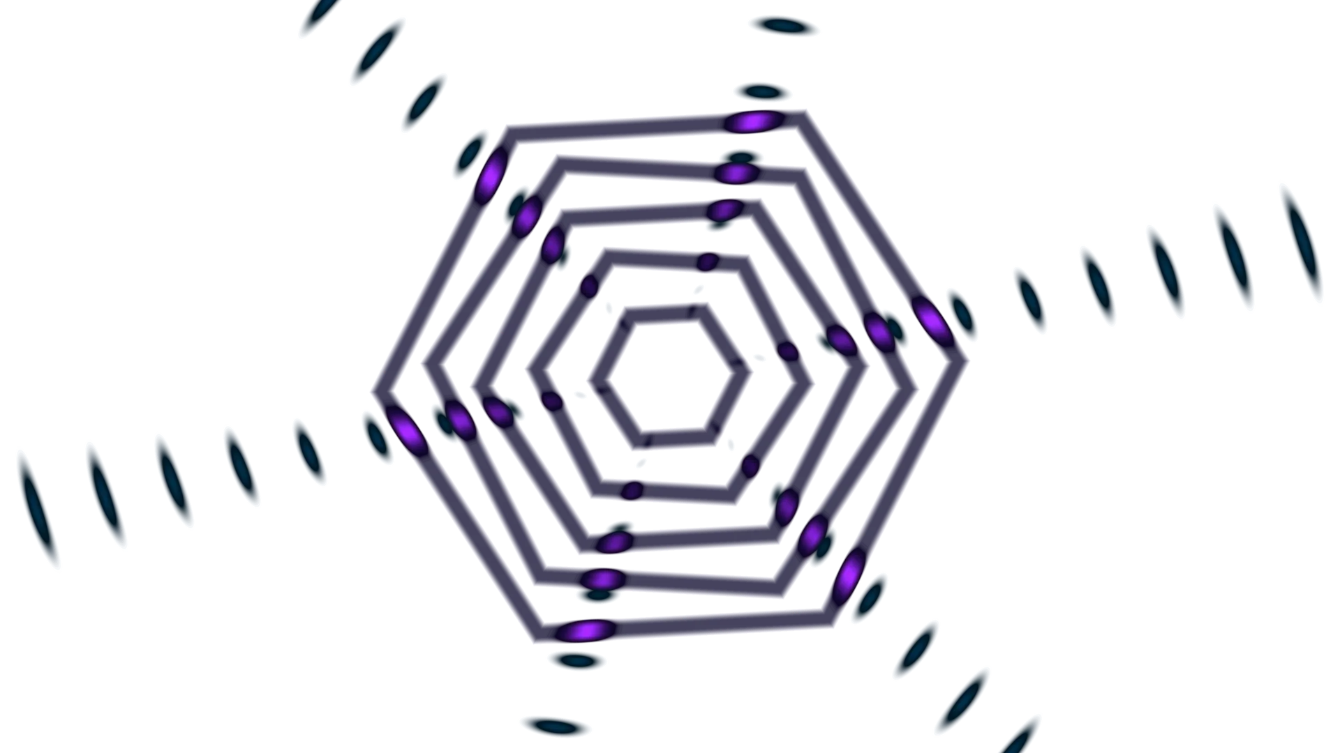 Neon hexagonal rings in a black field — hexagon wallpaper at 3840x2160