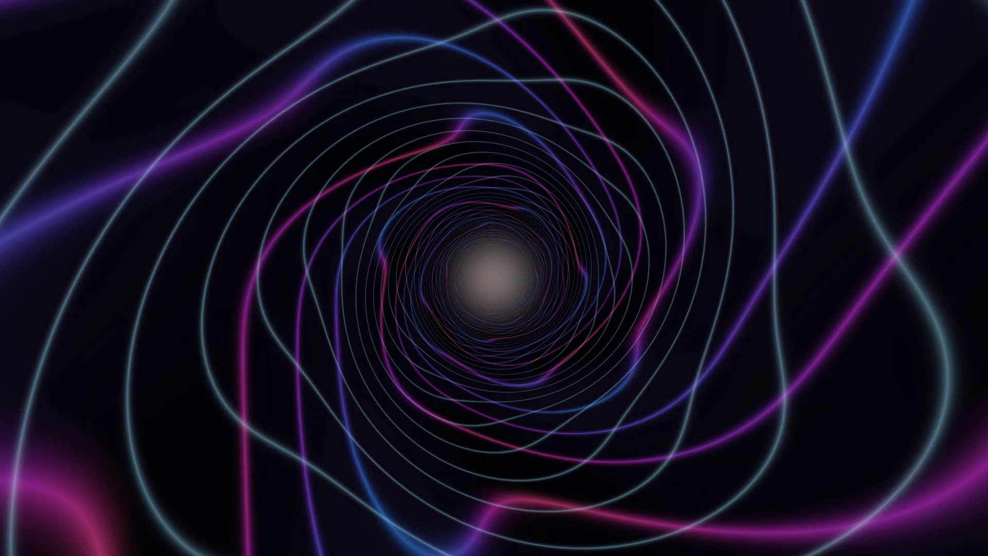 Neon rings around a quiet central light — concentric rings wallpaper at 3840x2160