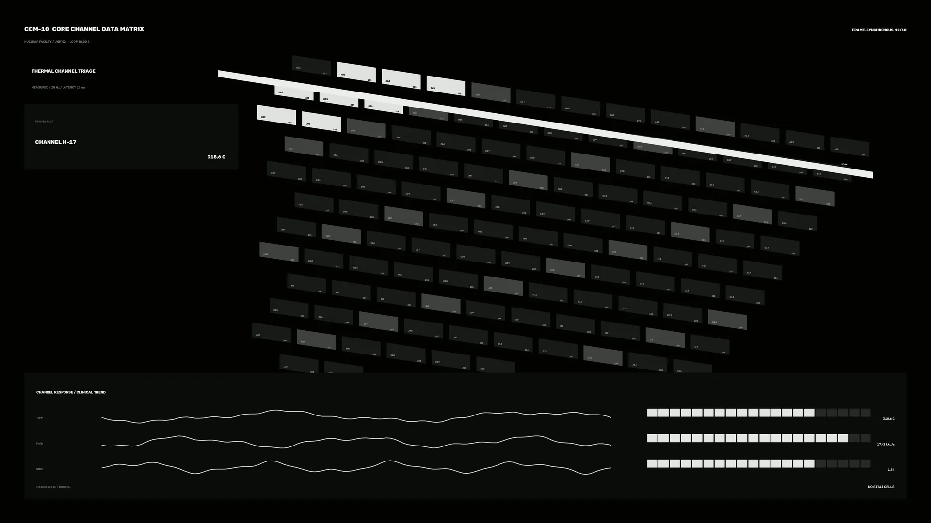 Monochrome channel matrix with signal lines — data matrix wallpaper at 3840x2160