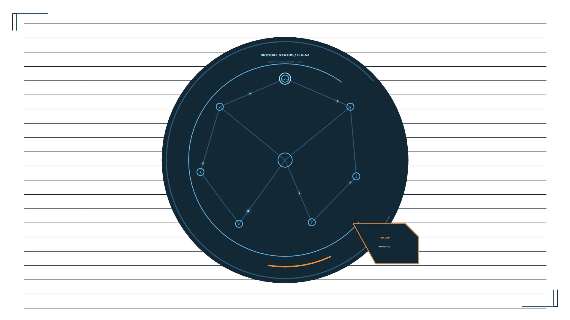Blue orbital interface with geometric node diagram — orbital interface wallpaper at 3840x2160