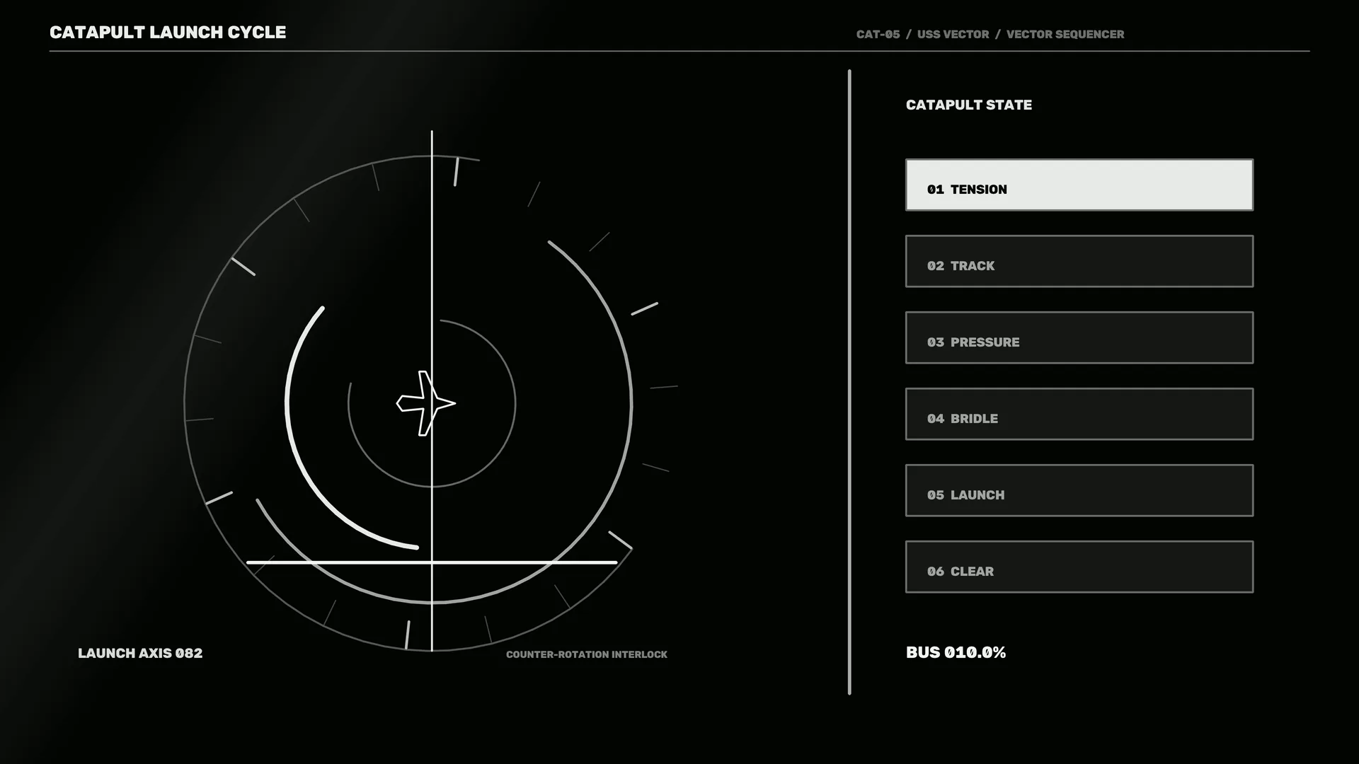 Monochrome Catapult Launch Cycle Interface — catapult wallpaper at 3840x2160