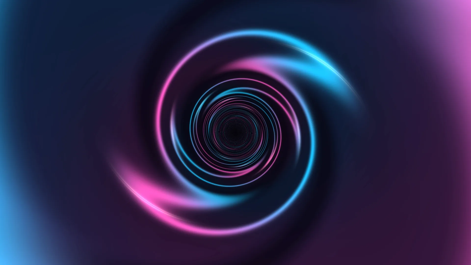 Neon spiral rings in a field of deep blue — neon spiral wallpaper at 3840x2160