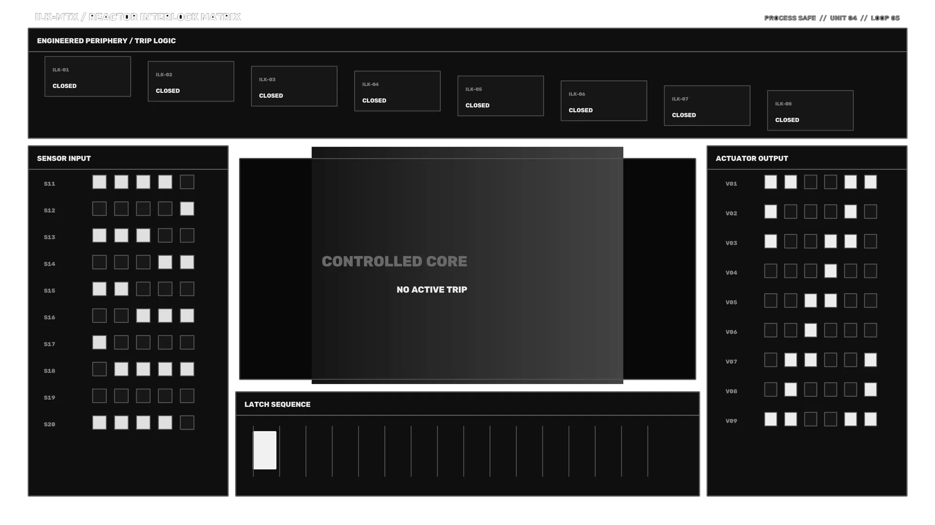 Monochrome Reactor Interlock Control Matrix — control interface wallpaper at 3840x2160
