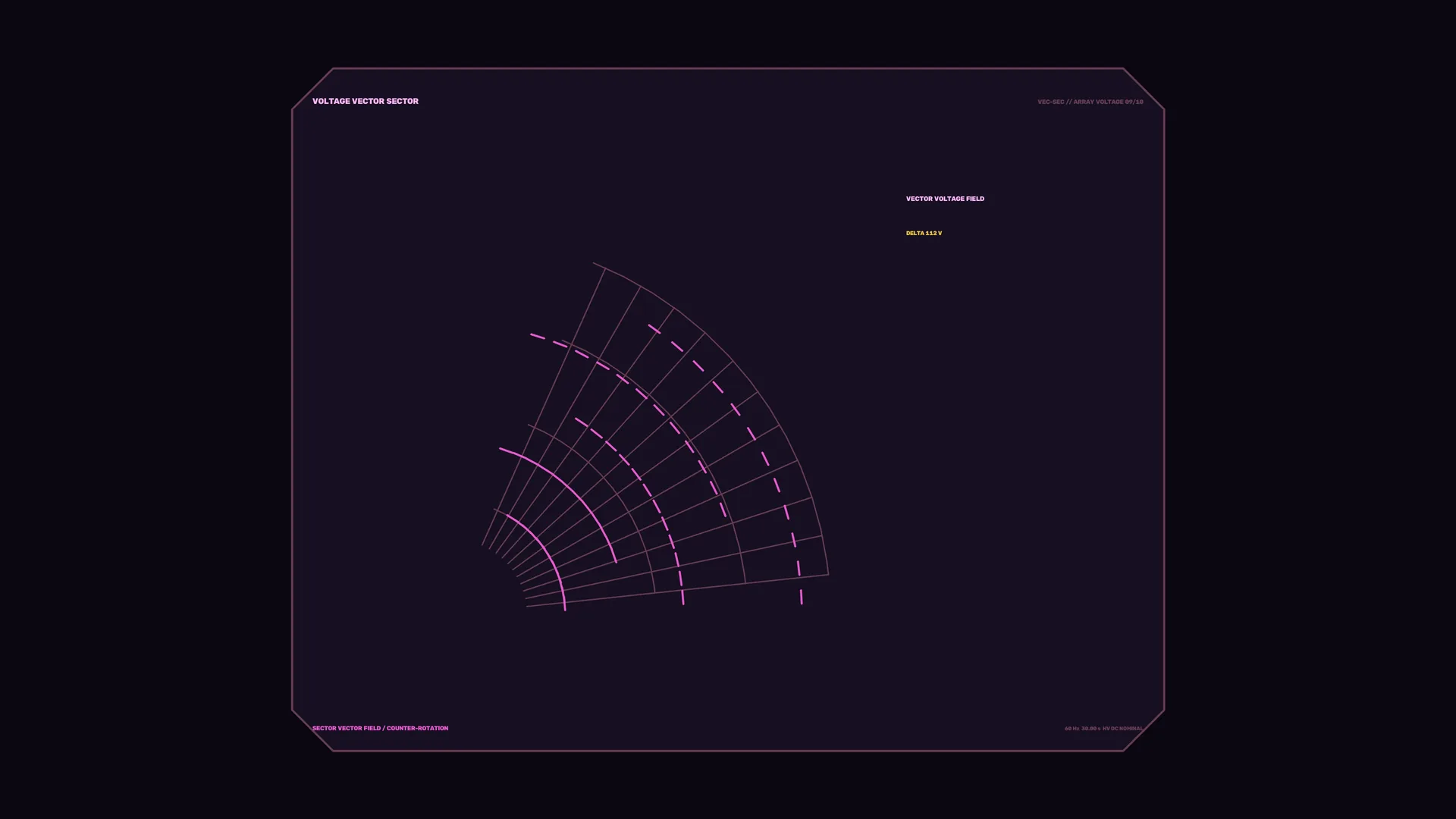 Magenta Vector Grid on a Dark Violet Field — radial grid wallpaper at 3840x2160
