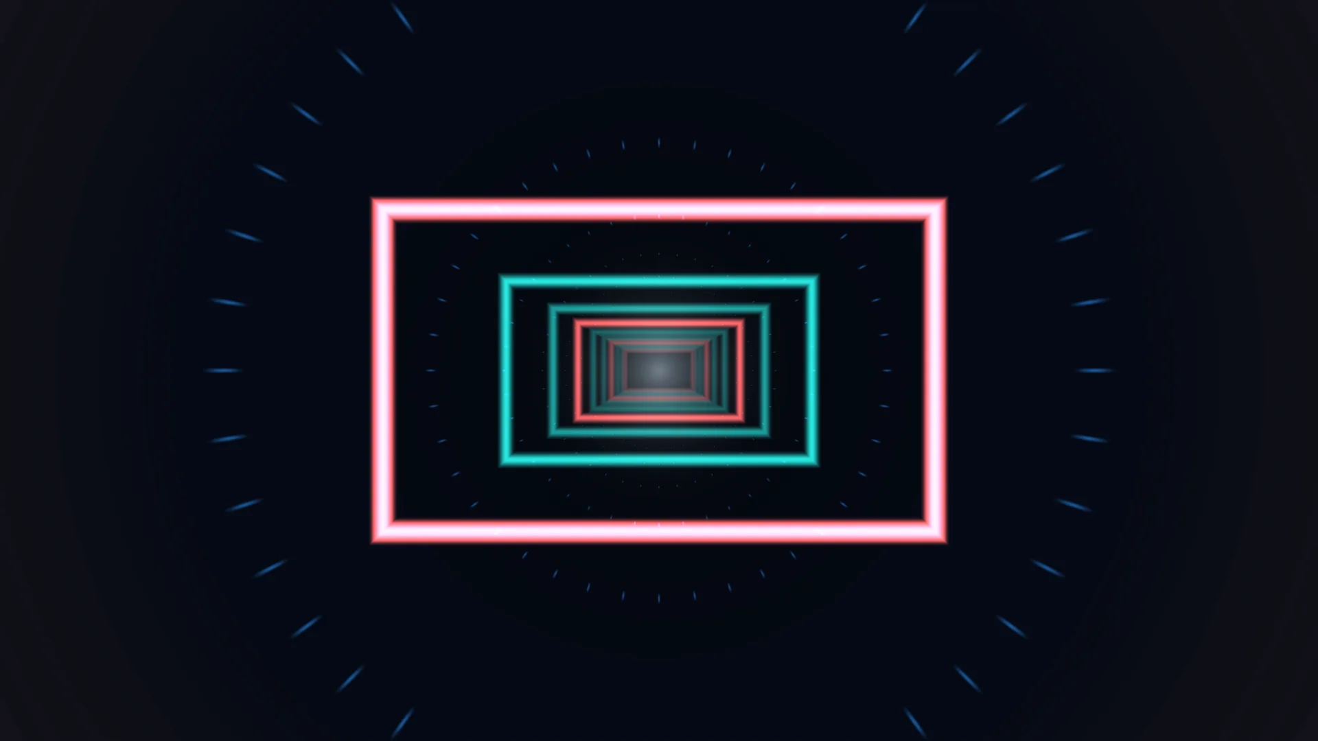Neon rectangles receding into dark space — neon rectangles wallpaper at 3840x2160