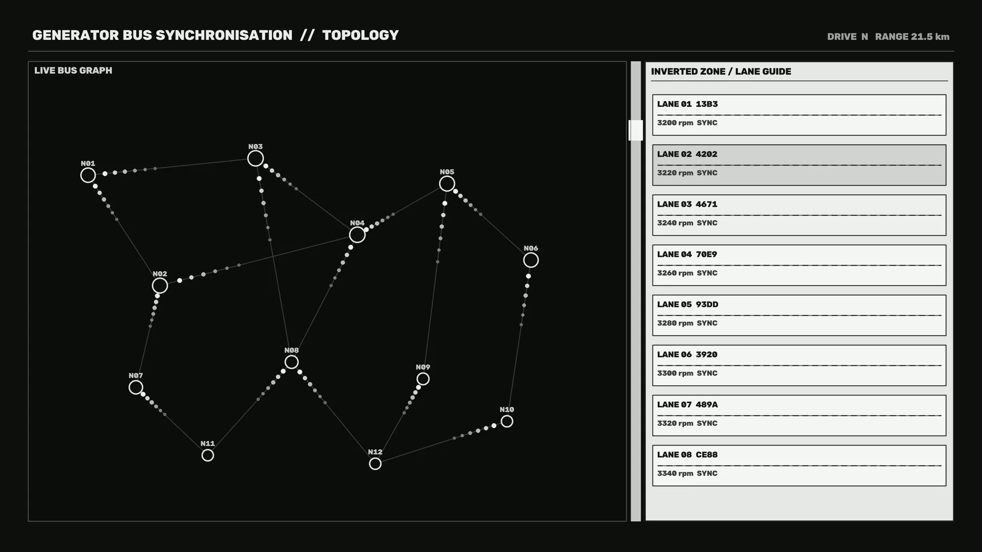 Generator bus topology in monochrome interface form — generator topology wallpaper at 3840x2160