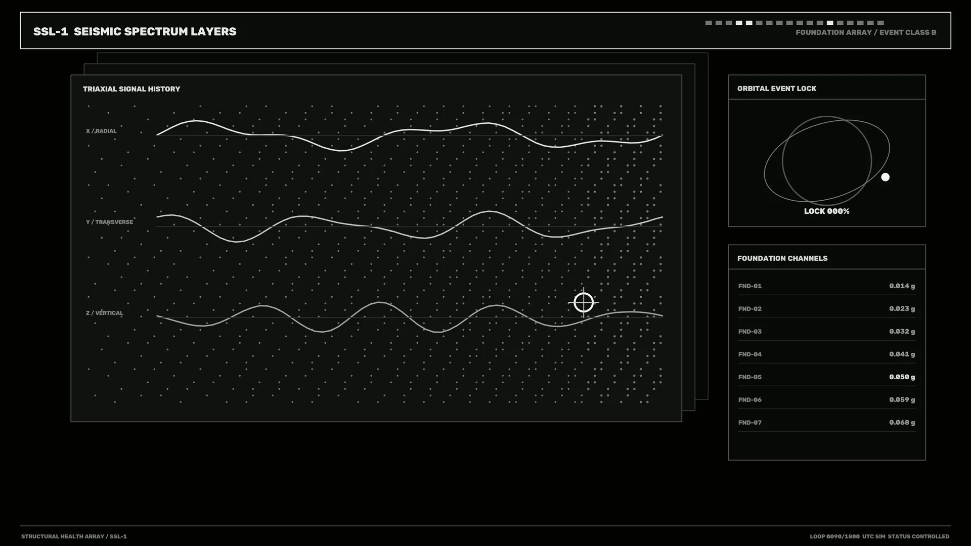 Seismic spectrum interface in charcoal and white — seismic spectrum wallpaper at 3840x2160