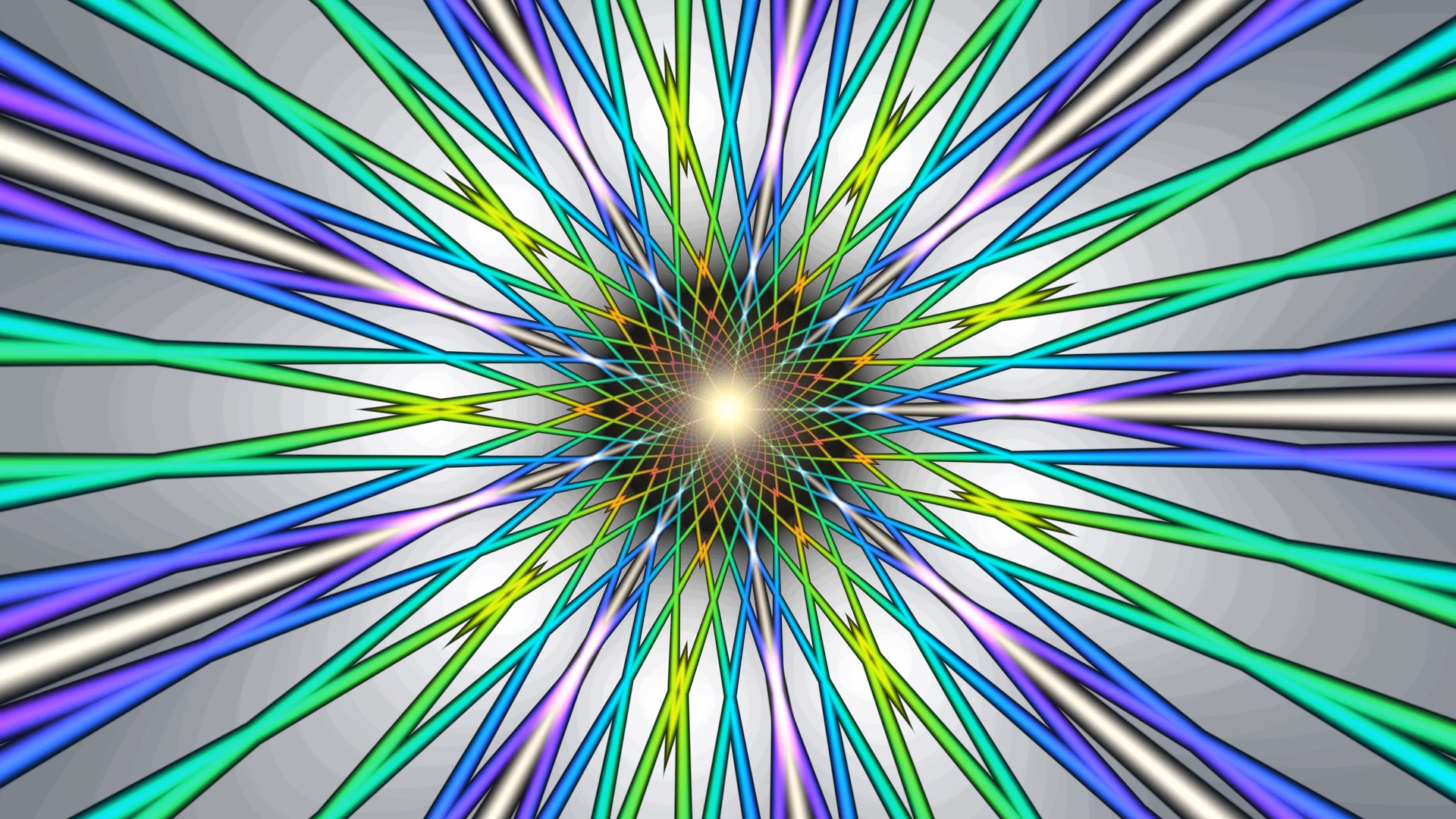 Radiant geometric burst in neon lines — radial abstraction wallpaper at 3840x2160