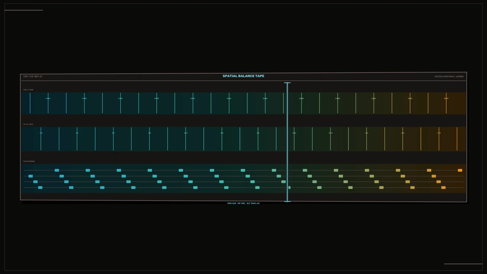 Spatial balance diagram in cyan and amber — technical diagram wallpaper at 3840x2160