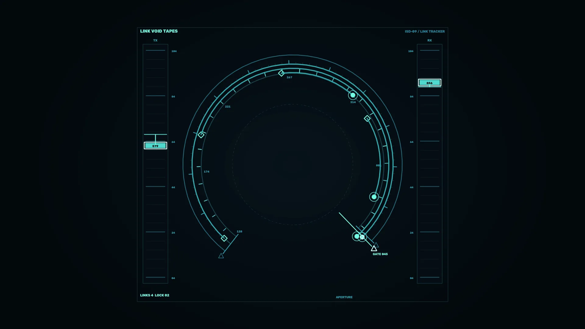 Cyan orbital interface on a dark field — orbital interface wallpaper at 3840x2160