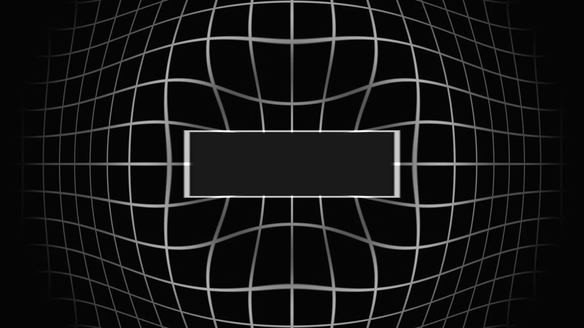 Curved monochrome grid with central rectangle — warped grid wallpaper at 3840x2160