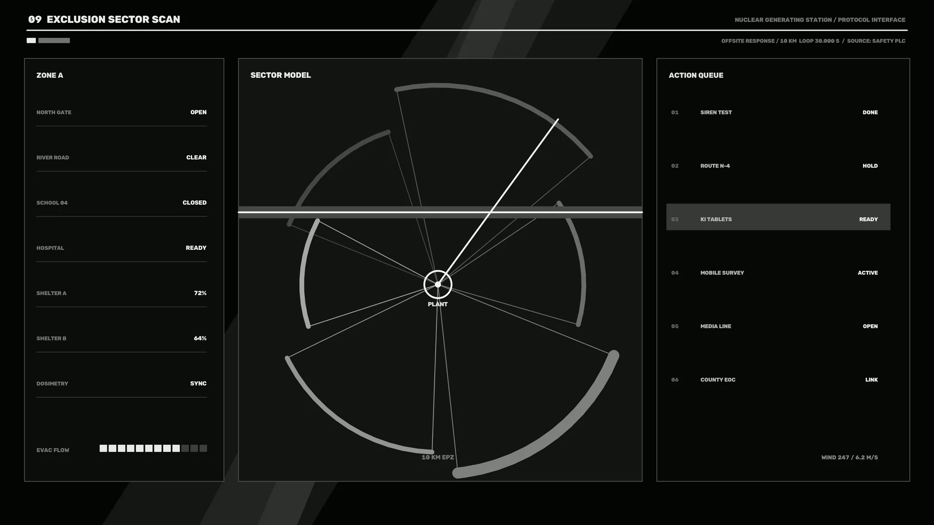 Monochrome exclusion sector control interface — control interface wallpaper at 3840x2160