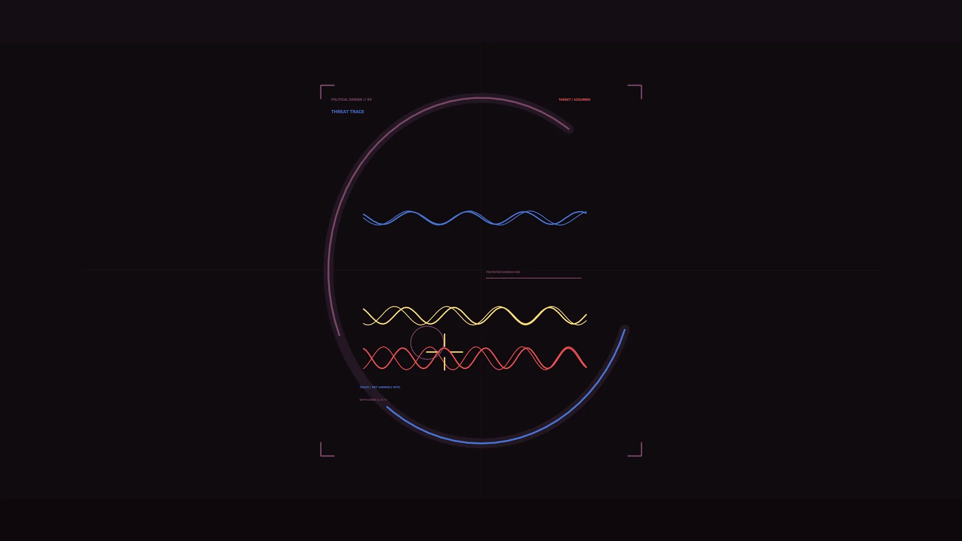 Neon waveform diagram in a dark circular field — neon waveform wallpaper at 3840x2160