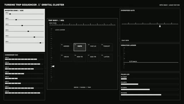 Monochrome turbine sequencer control interface — turbine interface wallpaper at 3840x2160